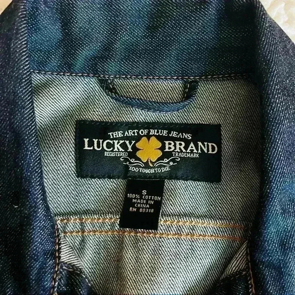 Lucky Brand Classic Dark Wash Button Down Western Denim Jean Jacket Size S - Picture 10 of 13